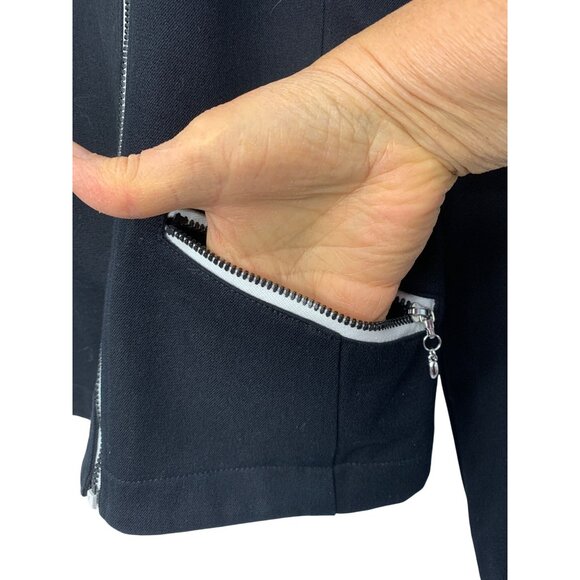 VTG M/L EUC St. John Sport Marie Gray Black Twill Jacket Asym Zip Stretch 8101 - Picture 2 of 13